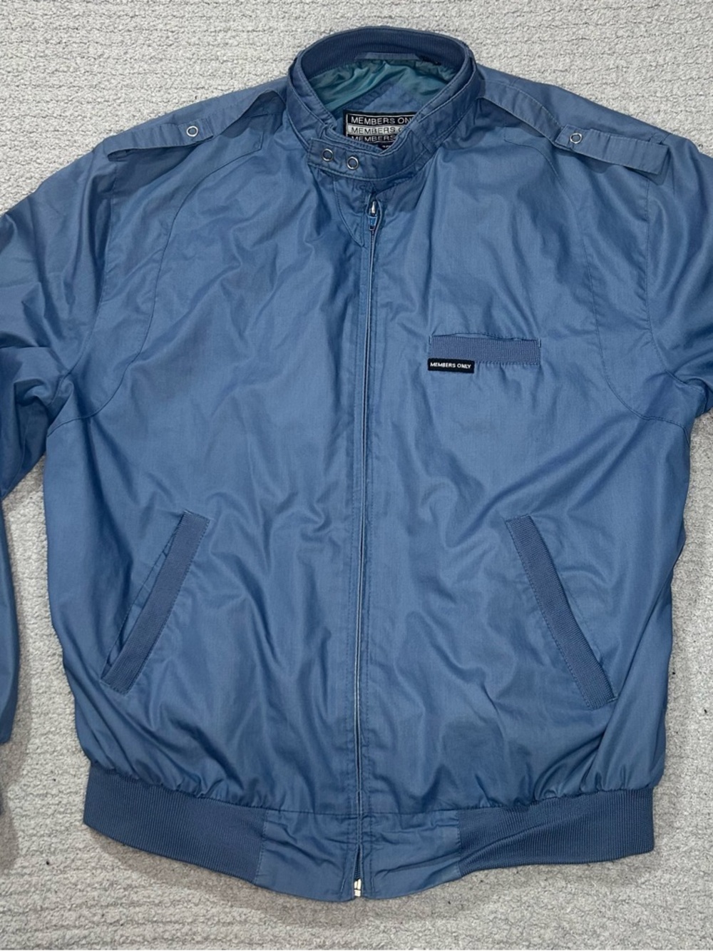 1980s Members Only Iconic Racer Classic Bomber Jacket Slate Blue 42L